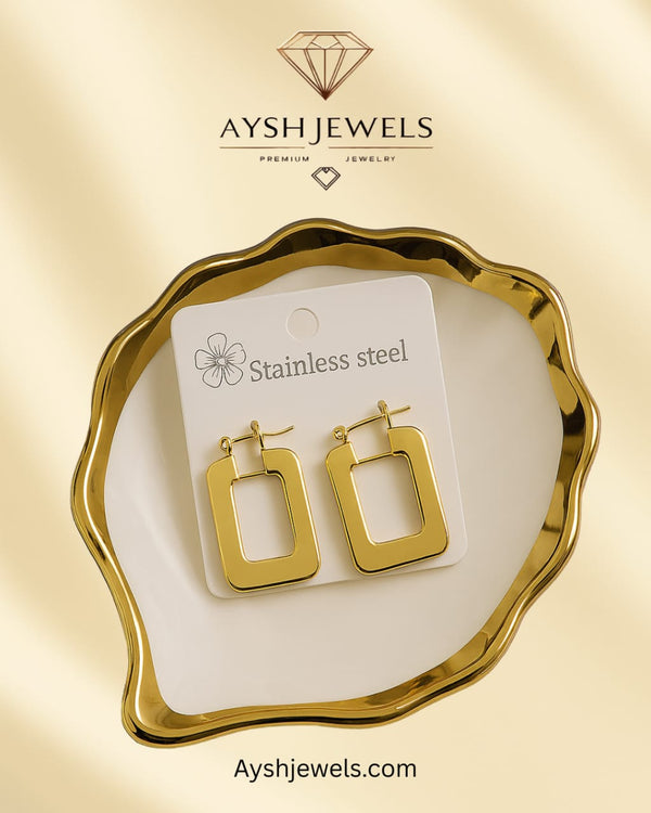 Rectangle titanium earrings