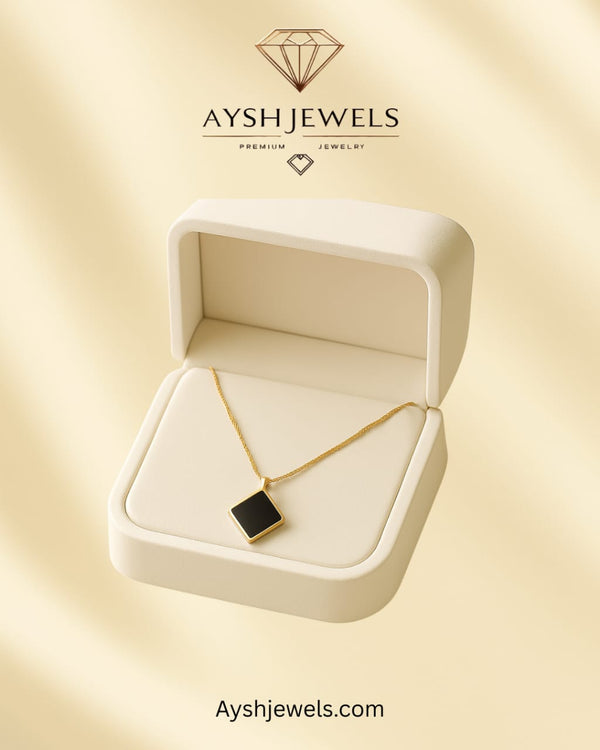Square black stone pendant