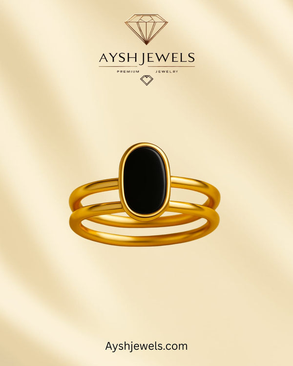 2 Layer Black Stone Ring
