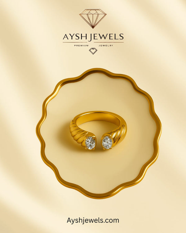 Golden Double Stone Ring