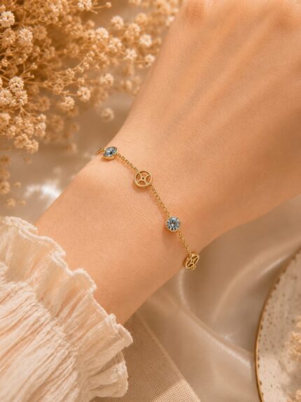 Celeste Blue Crystal Charm Bracelet