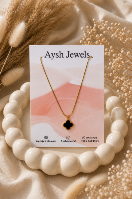 Black Clover Pendant Necklace stainless steel