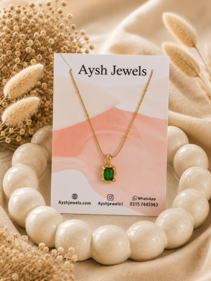 Emerald Luxe Radiance Pendant Necklace stainless steel