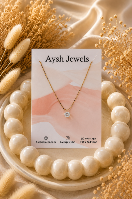Classic Single Diamond Solitaire Pendant Necklace stainless steel