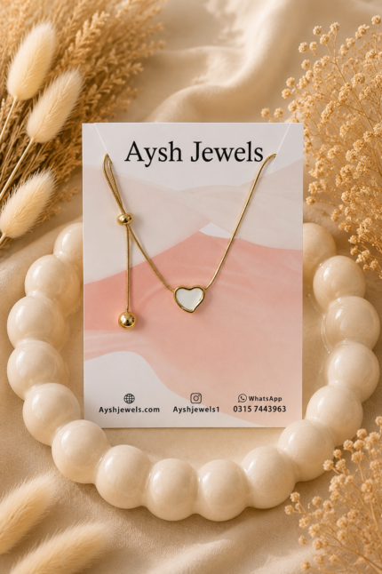 Adjustable Mother of Pearl Heart Pendant Necklace