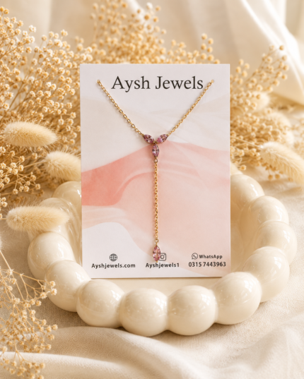Pink Blossom Lariat Necklace
